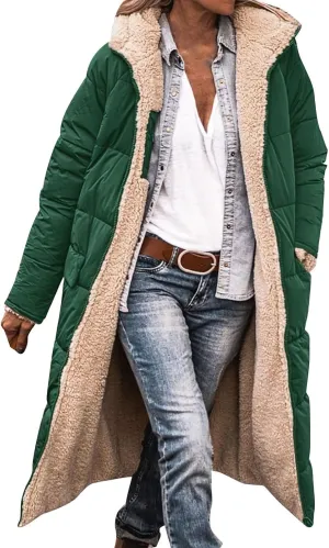 Heavyweight Outerwear Coat for Women Long Sleeve Outwear Full Zipper Solid Coat Winter Puffer Jacket Coats with