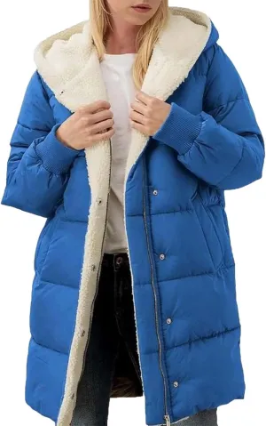 Heavyweight Outerwear Coat for Women Long Sleeve Outwear Full Zipper Solid Coat Winter Puffer Jacket Coats with