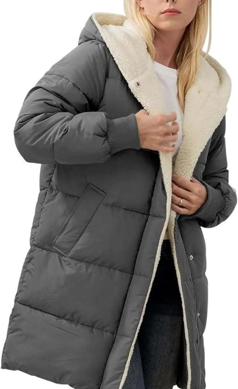 Heavyweight Outerwear Coat for Women Long Sleeve Outwear Full Zipper Solid Coat Winter Puffer Jacket Coats with