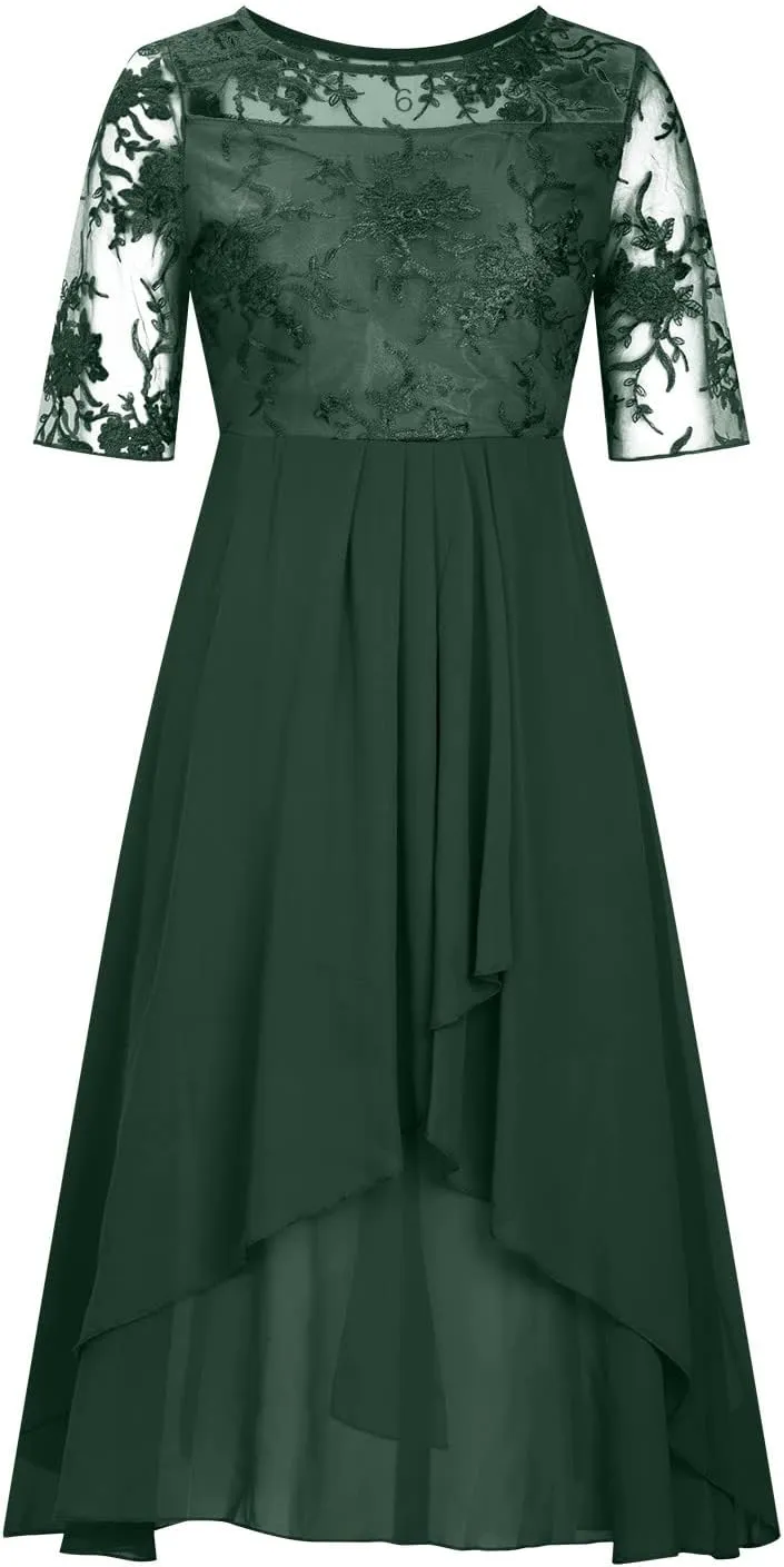 HGps8w Mother of The Bride Dresses for Women Elegant Lace Chiffon Flowy Dress Formal Evening Party Gown for Wedding