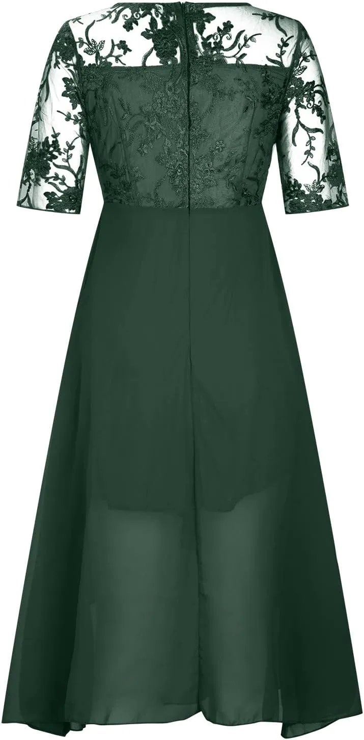 HGps8w Mother of The Bride Dresses for Women Elegant Lace Chiffon Flowy Dress Formal Evening Party Gown for Wedding