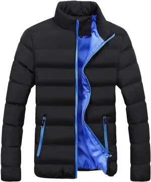 Hoodless Puffer Jacket Men Light Padded Zip Down Jacket Winter Warm Bubble Coat Packable Quilted Jackets