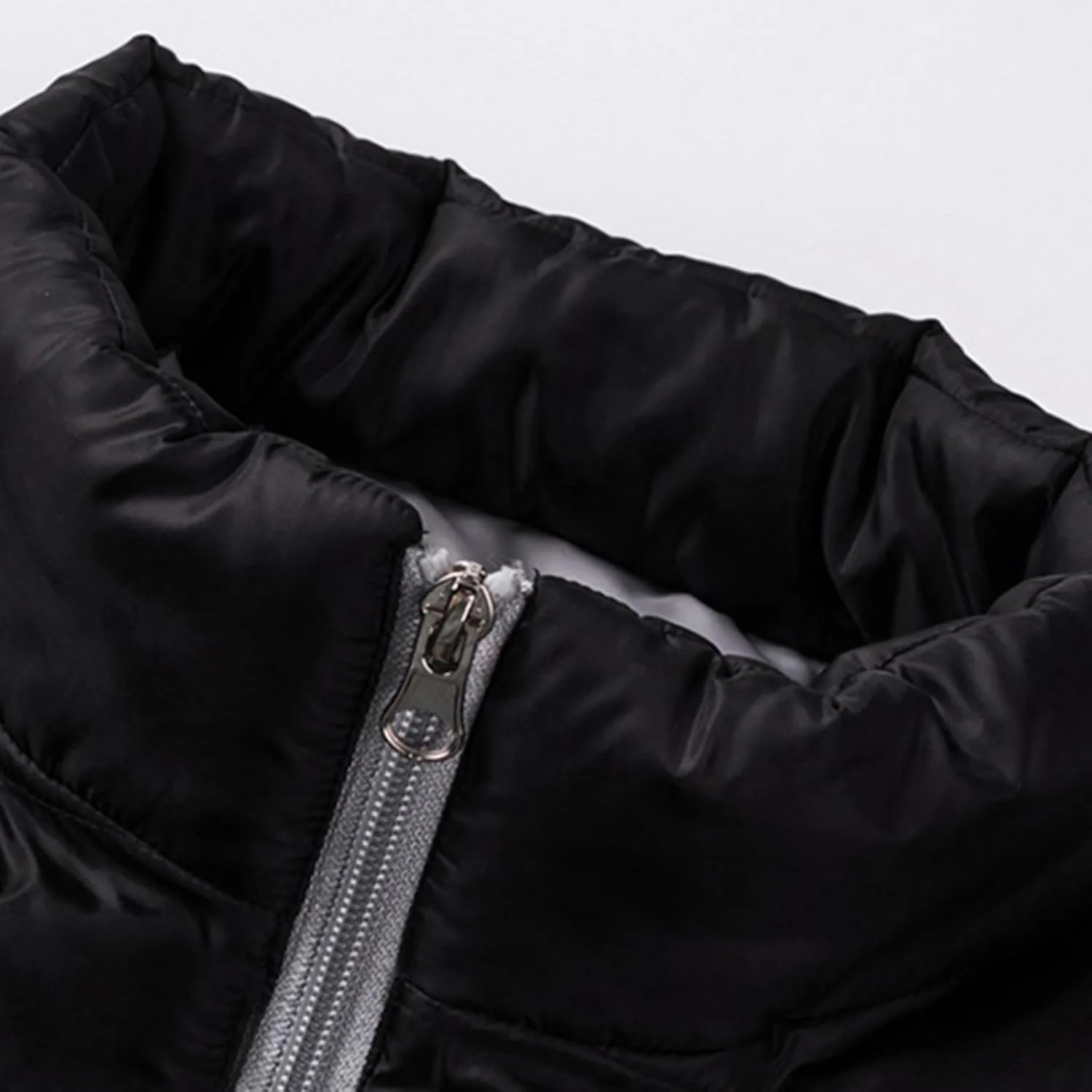 Hoodless Puffer Jacket Men Light Padded Zip Down Jacket Winter Warm Bubble Coat Packable Quilted Jackets
