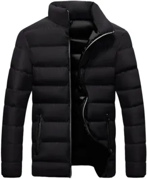Hoodless Puffer Jacket Men Light Padded Zip Down Jacket Winter Warm Bubble Coat Packable Quilted Jackets