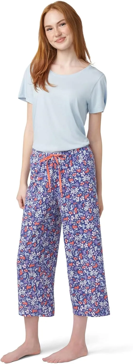 HUE Women's Spring Pajama Separates Soft Whimsical Print Flowers, Animals, Garden Themed Pjs, Cocktails