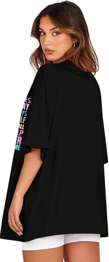 It is Okay to Make Mistake T-Shirt Women Oversized Inspirational Letter Print Graphic Shirts Casual Mental Health Tops