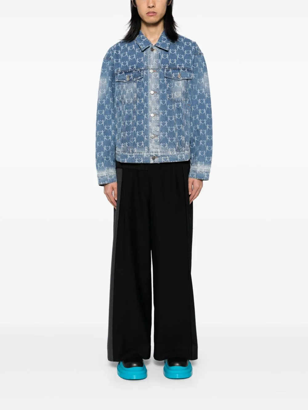 Jacquard-Pattern Denim Jacket