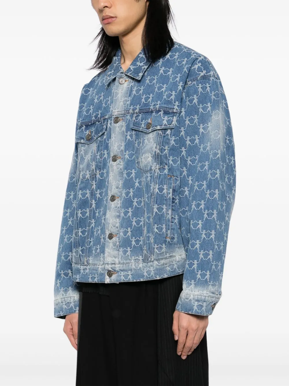 Jacquard-Pattern Denim Jacket