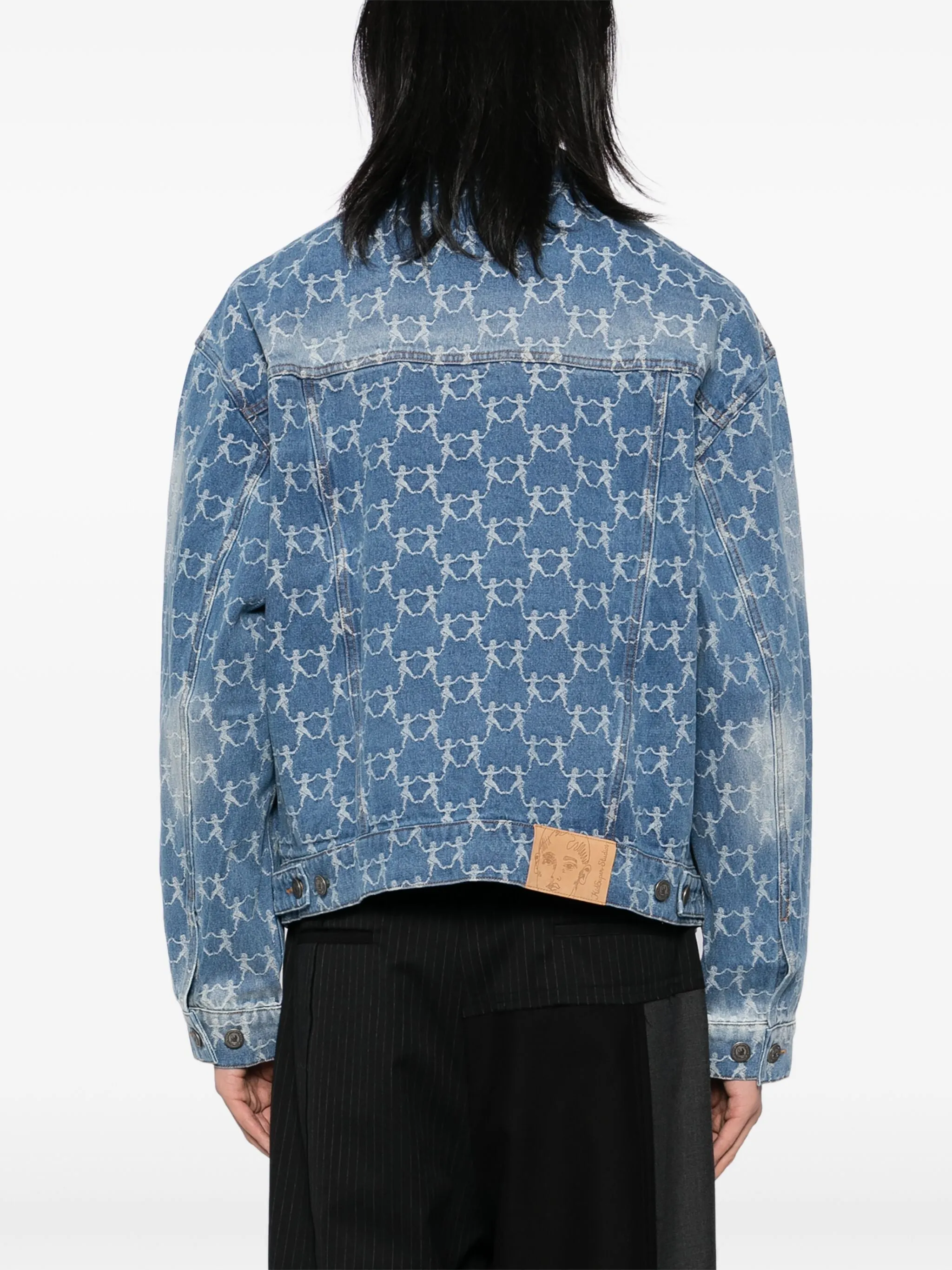 Jacquard-Pattern Denim Jacket