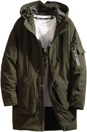 Japanese Overcoat Men Autumn Winter Long Jacket Cotton Padded Long Coat Hooded Outwear Jacket Plus Size