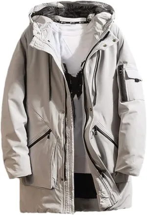 Japanese Overcoat Men Autumn Winter Long Jacket Cotton Padded Long Coat Hooded Outwear Jacket Plus Size