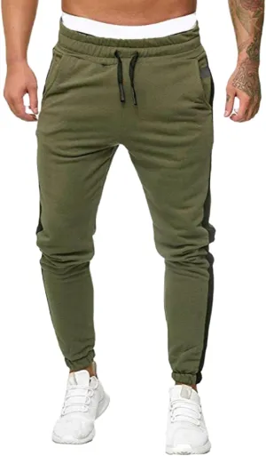 Jogger Pants for Men 2024 Casual Patchwork Stylish Stripe Drawstring Trousers Slim Fit Skinny Stretch Athletic Sweatpants