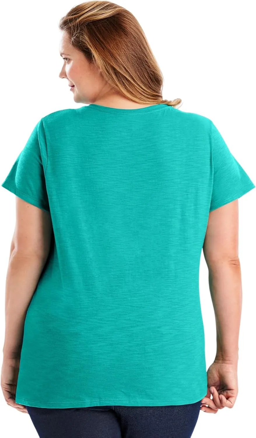 Just My Size Women's Short Sleeve Shirred V-Neck Tee