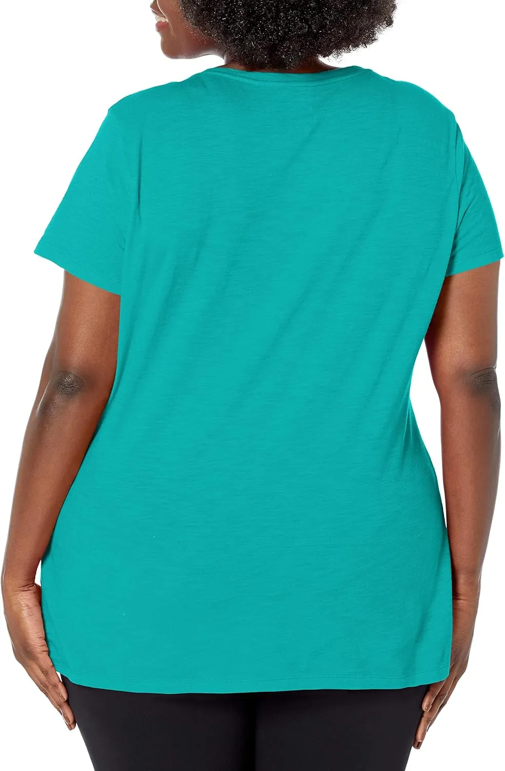 Just My Size Women's Short Sleeve Shirred V-Neck Tee