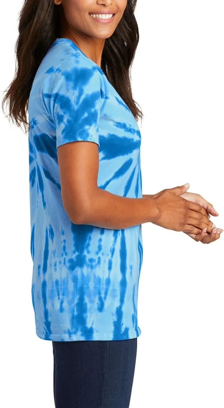 JustBlanks Womens Short Sleeves T-Shirts 100% Cotton Tie-Dye V-Neck Tee