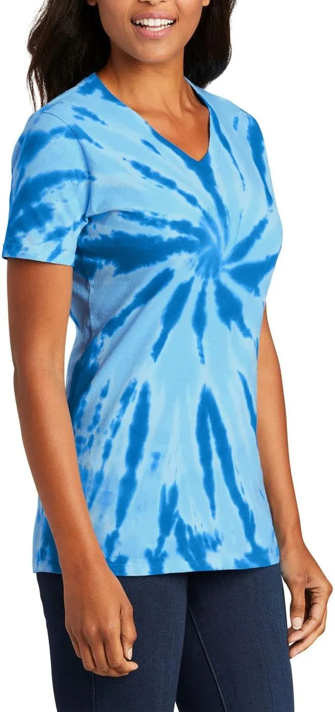 JustBlanks Womens Short Sleeves T-Shirts 100% Cotton Tie-Dye V-Neck Tee