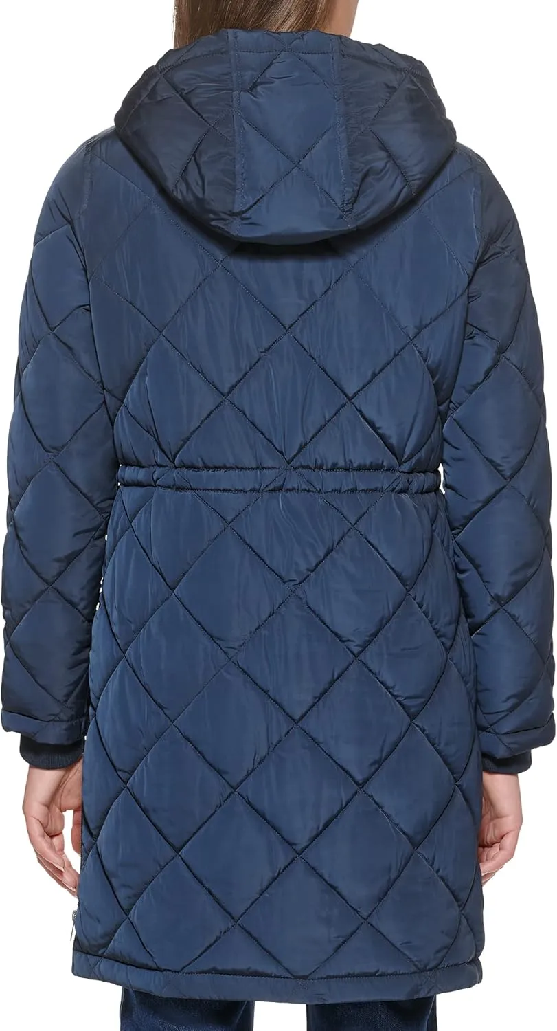 Levi's Womens Soft Sherpa Lined Diamond Quilted Long Parka Jacket