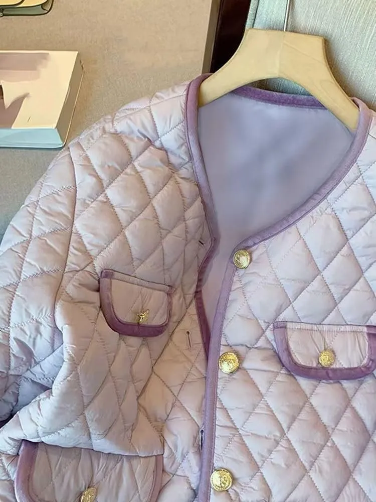 Lightweight Cotton Padded Jackets Women Autumn Vintage Coat Warm Female Short Outwear