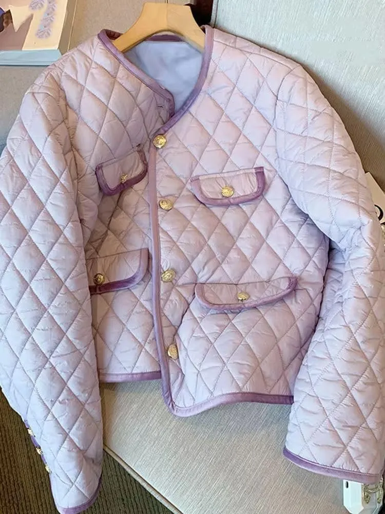 Lightweight Cotton Padded Jackets Women Autumn Vintage Coat Warm Female Short Outwear