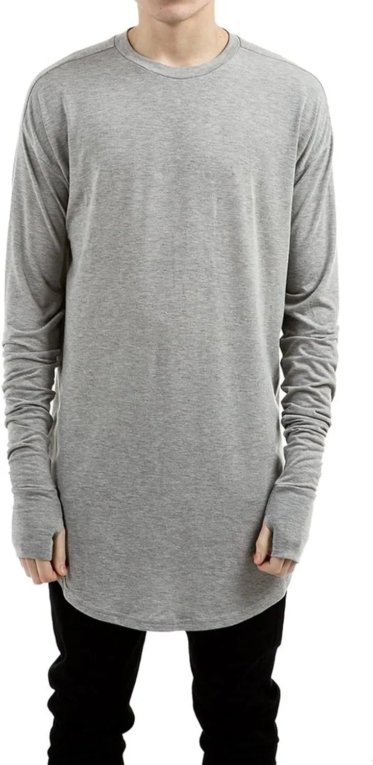 LILBETTER Mens Thumb Hole Cuffs Long Sleeve T-Shirt Basic Tee