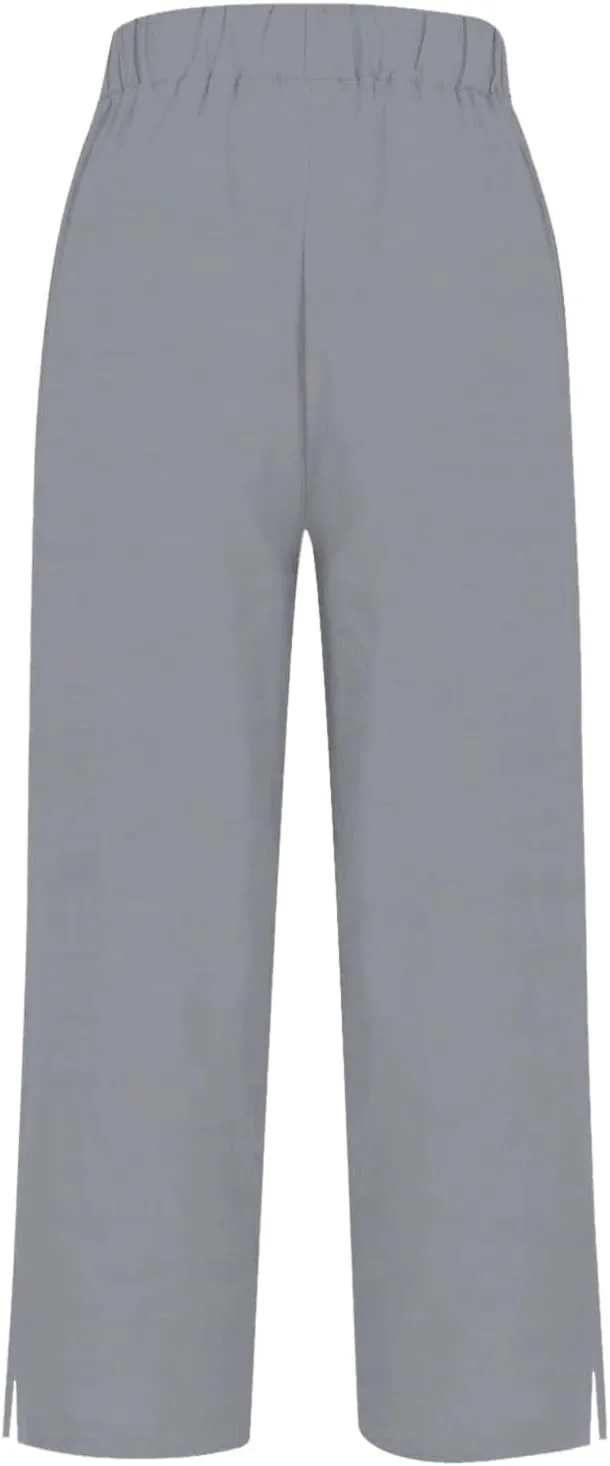 Linen Capri Pants for Women 2025 Cotton Summer lastic Waist Straight Leg Loose Beach Bermuda Trousers with Pockets