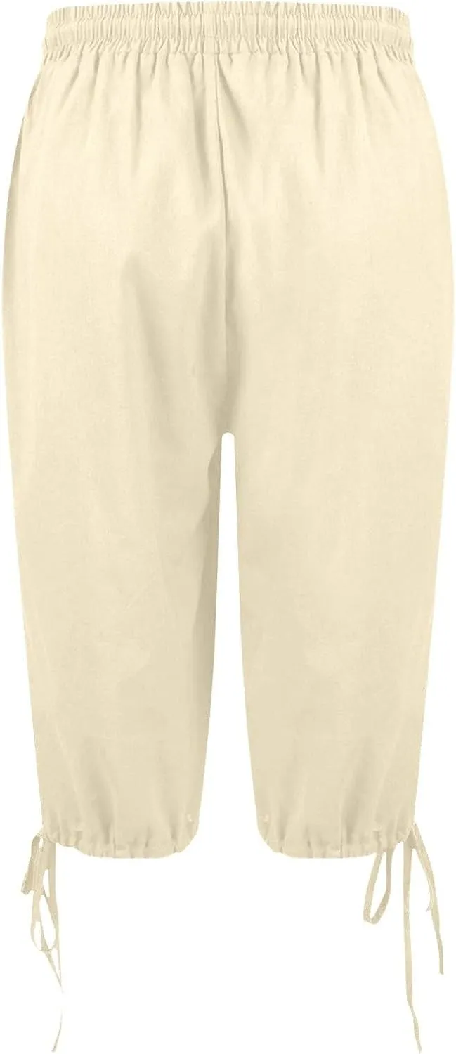Linen Pants for Women Solid Color Casual Side Lace Summer Drawstring Pants with Pocket for Beach Vacations
