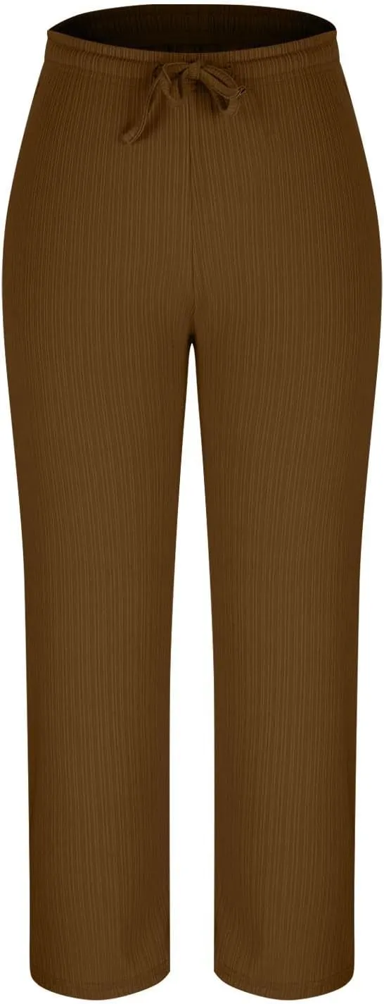 Linen Pants Women Wide Leg High Waist Adjustable Knot Summer Dressy Casual Drawstring Trousers Flowy Palazzo Pants