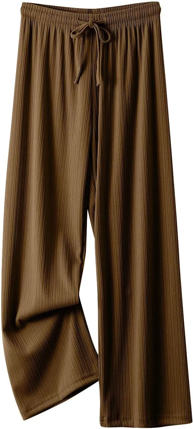 Linen Pants Women Wide Leg High Waist Adjustable Knot Summer Dressy Casual Drawstring Trousers Flowy Palazzo Pants