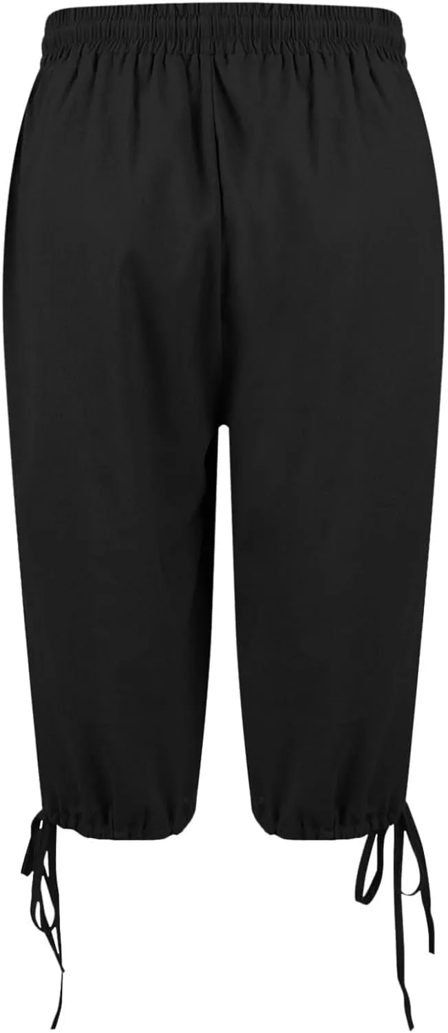 Linen Trousers for Women Solid Color Casual Side Lace Summer Drawstring Pants with Pocket for Beach Vacations