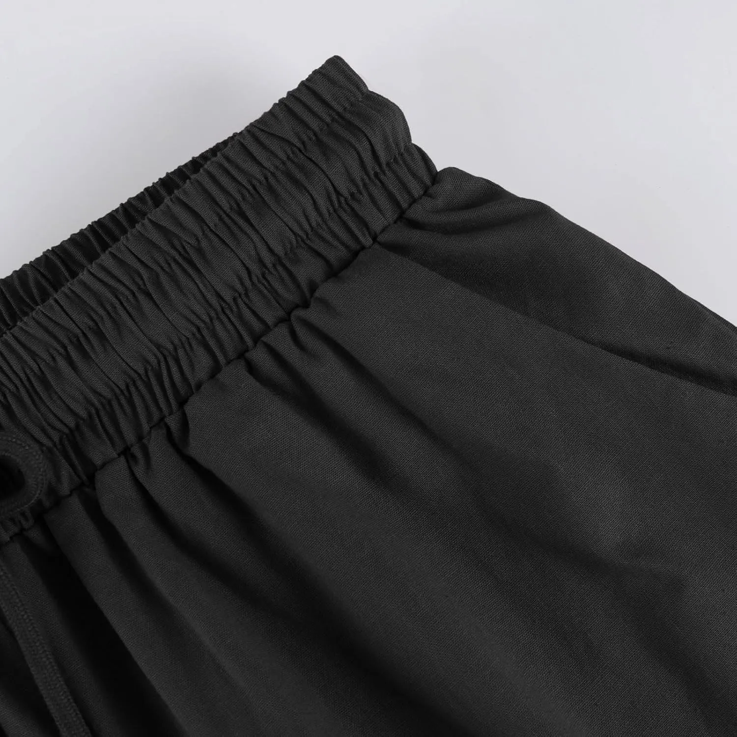 Linen Trousers for Women Solid Color Casual Side Lace Summer Drawstring Pants with Pocket for Beach Vacations