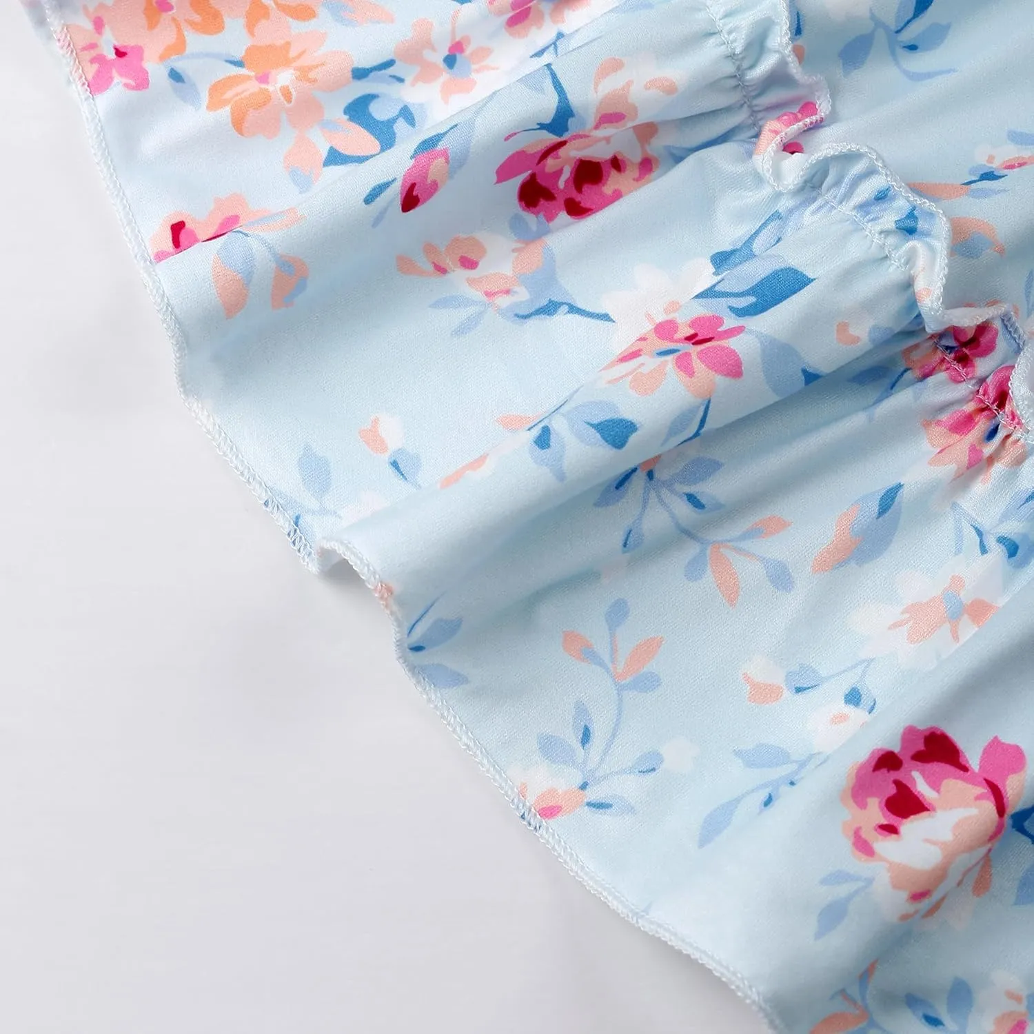 Little Girls Floral Dress - One Shoulder Twirl Tiered A-Line Toddler Party Dress Kids Summer Outfits for 2-8 Years