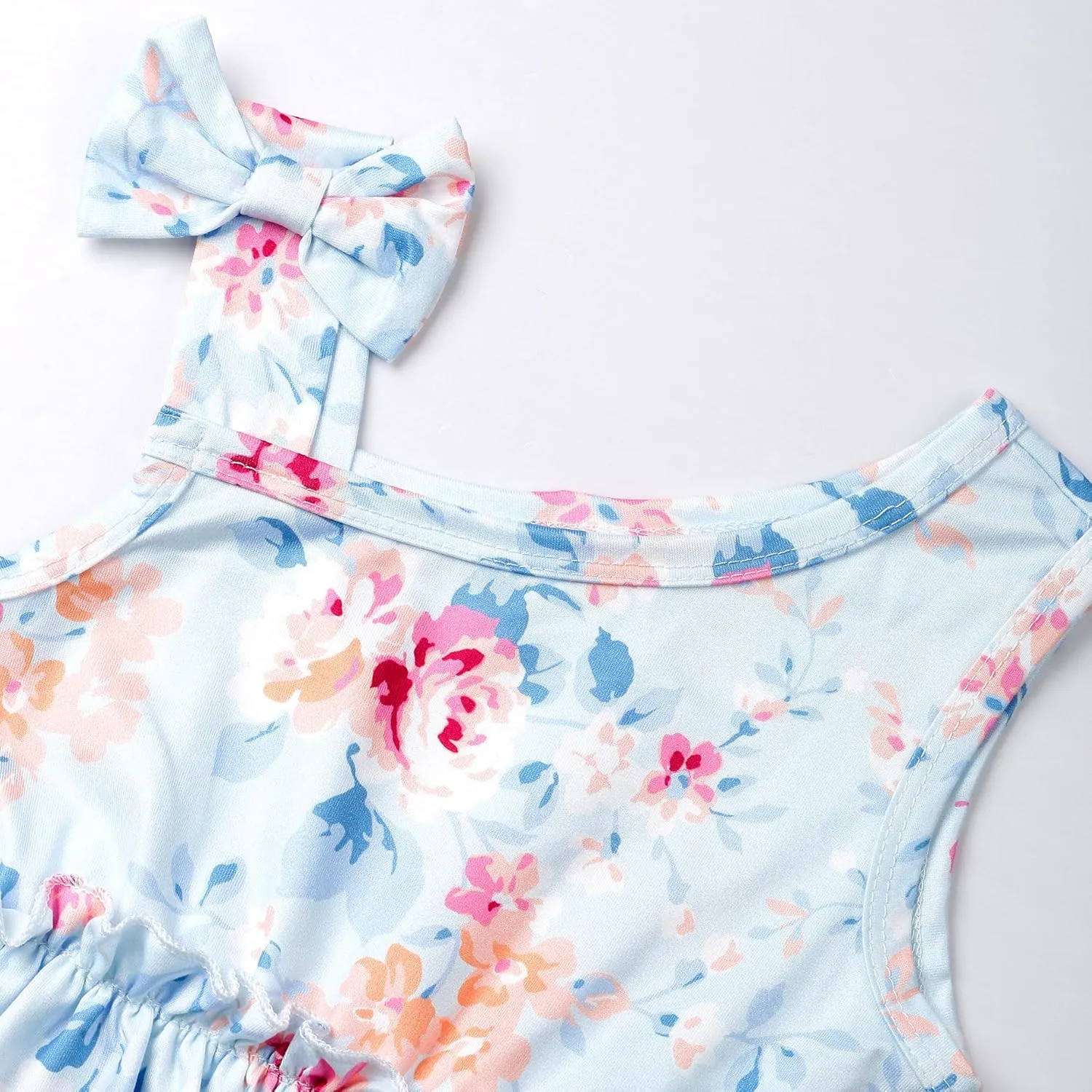 Little Girls Floral Dress - One Shoulder Twirl Tiered A-Line Toddler Party Dress Kids Summer Outfits for 2-8 Years