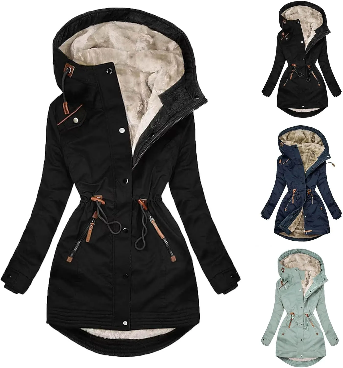 Long Winter Coats for Women Waterproof Fleece Lined Warm Long Puffer Jacket Thicken Parka Outwear With Fur Hood