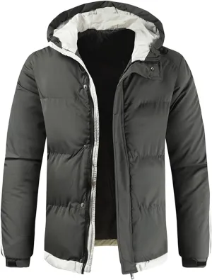 Mens Autumn And Winter Fashion Casual Solid Color Padded Warm Cotton Coat Cotton Padded Jacket Olive Coats for