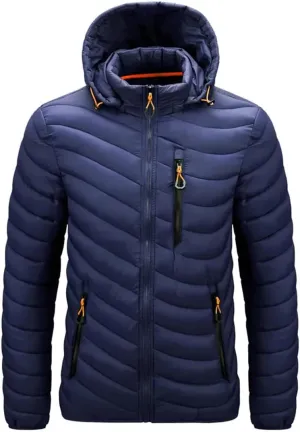 Men's Autumn Winter Warm Coat Casual Lightweight Hooded Cotton Padded Jacket