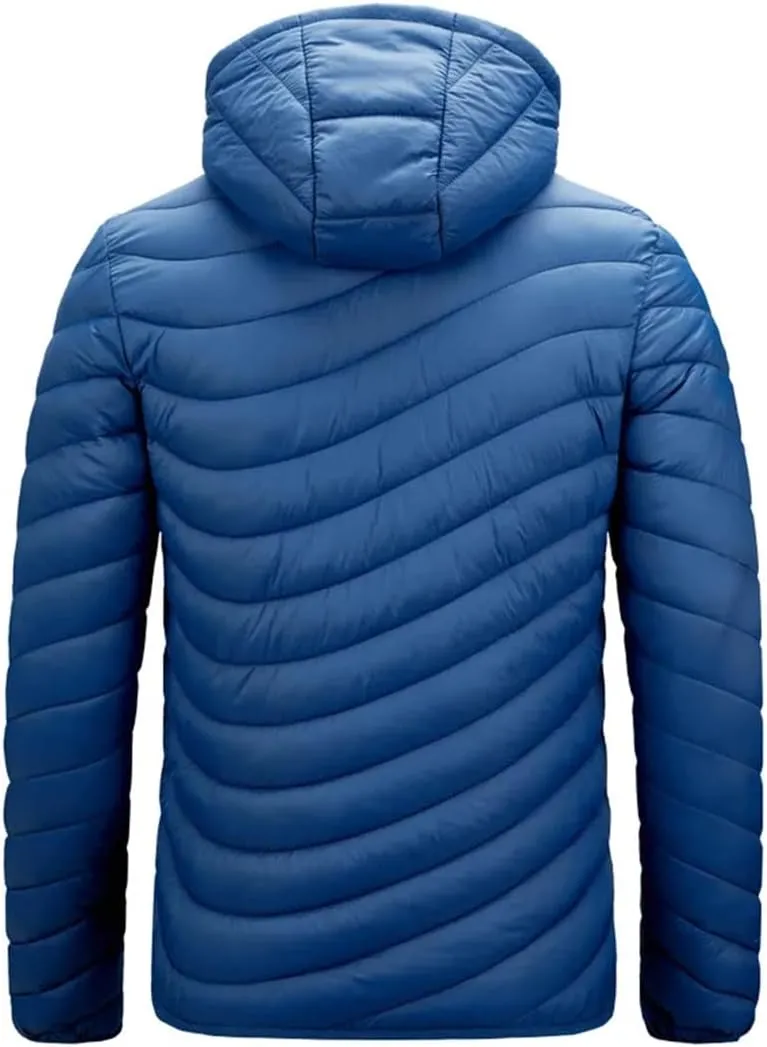 Men's Autumn Winter Warm Coat Casual Lightweight Hooded Cotton Padded Jacket