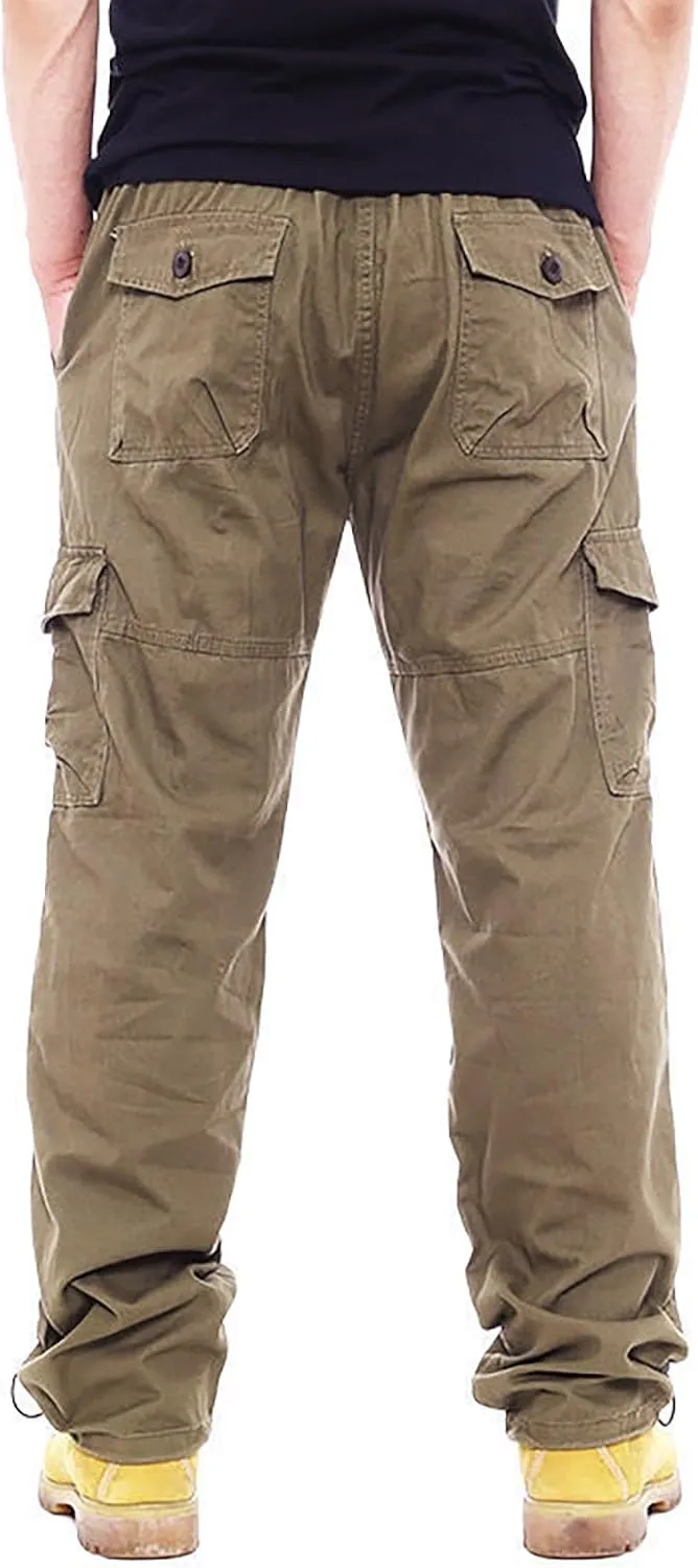 Mens Cargo Pants Baggy Stretch Big and Tall Sweatpants Pockets Loose Fit Hiking Pants Outdoor Plus Size Pants Match