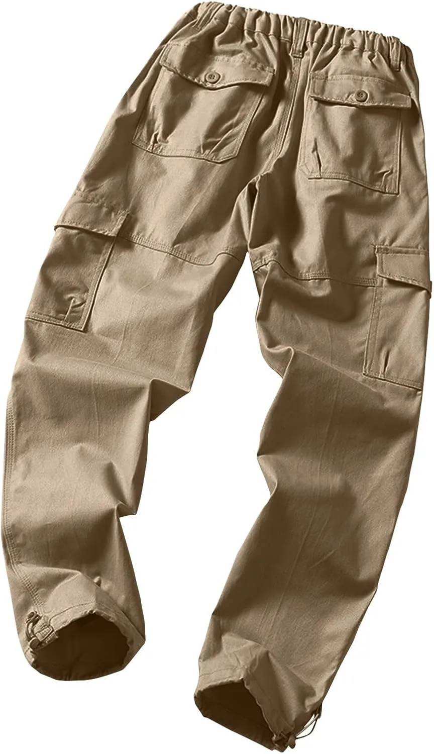 Mens Cargo Pants Baggy Stretch Big and Tall Sweatpants Pockets Loose Fit Hiking Pants Outdoor Plus Size Pants Match