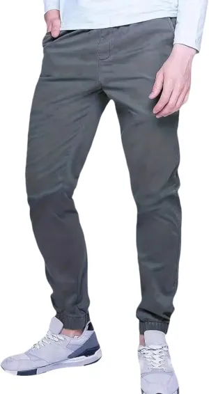 Mens Casual Chino Jogger Pants, Straight Fit Lightweight Stretch Athletic Pants with Pockets, for Hiking Activities