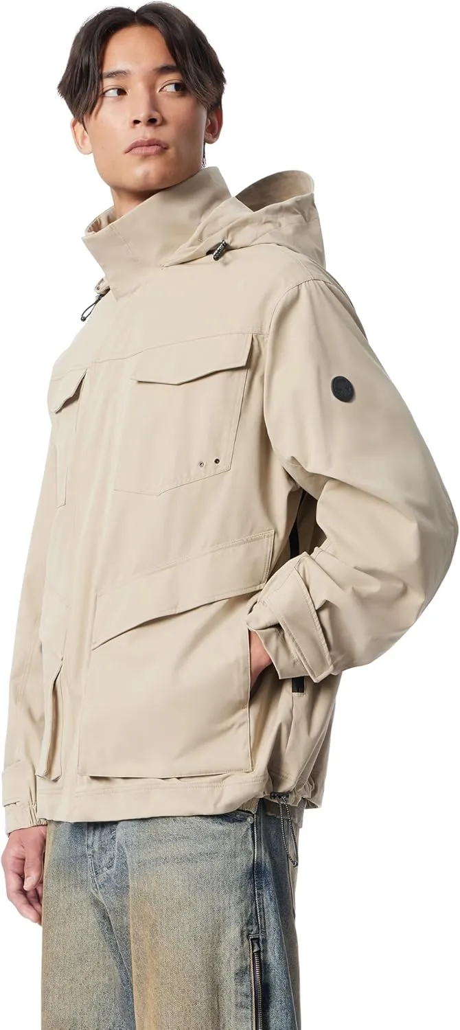 Men's Cross Park Hidden Hood Zip Front Parka Jacket with Water Repellent Standard