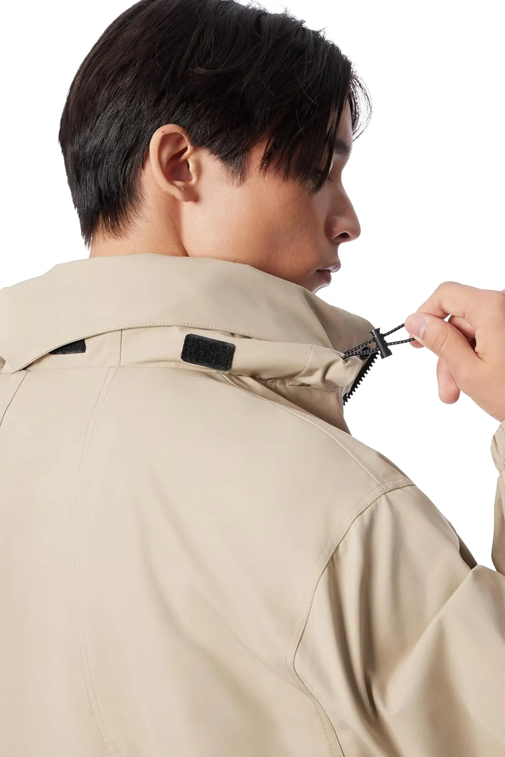 Men's Cross Park Hidden Hood Zip Front Parka Jacket with Water Repellent Standard