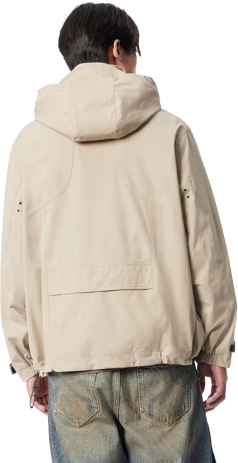 Men's Cross Park Hidden Hood Zip Front Parka Jacket with Water Repellent Standard