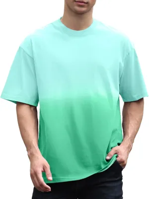 Mens Oversized Gradient Dyeing T Shirts Vintage Cotton Loose Fit T-Shirt Streetwear Short Sleeve Basic Tee Shirt Tops