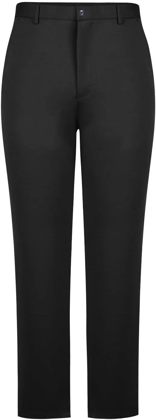 Men's Thicken Dress Pants Flat Front Slim Fit Business Work Pant Casual Straight Leg Suit Trousers with Pockets