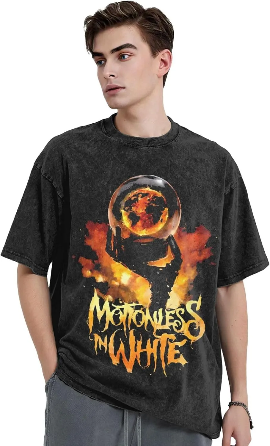 Mens Vintage Oversized Drop Shoulder Fashion T Shirt Loose Wash Solid Tee Tops