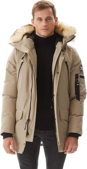 Men's Warm Winter Duck Down Parka Jacket Thickened Warm Hooded Padded Coats with Hood XS-3XL