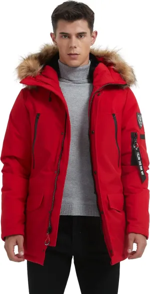 Men's Warm Winter Duck Down Parka Jacket Thickened Warm Hooded Padded Coats with Hood XS-3XL