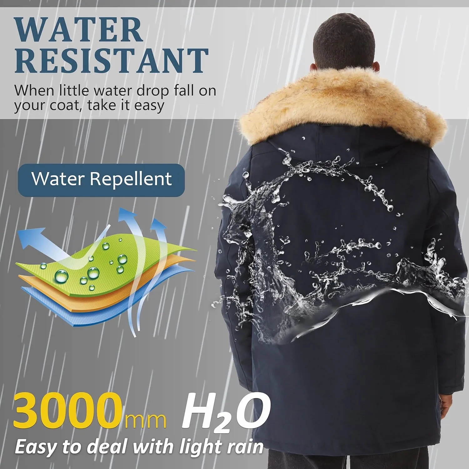 Men's Warm Winter Duck Down Parka Jacket Thickened Warm Hooded Padded Coats with Hood XS-3XL