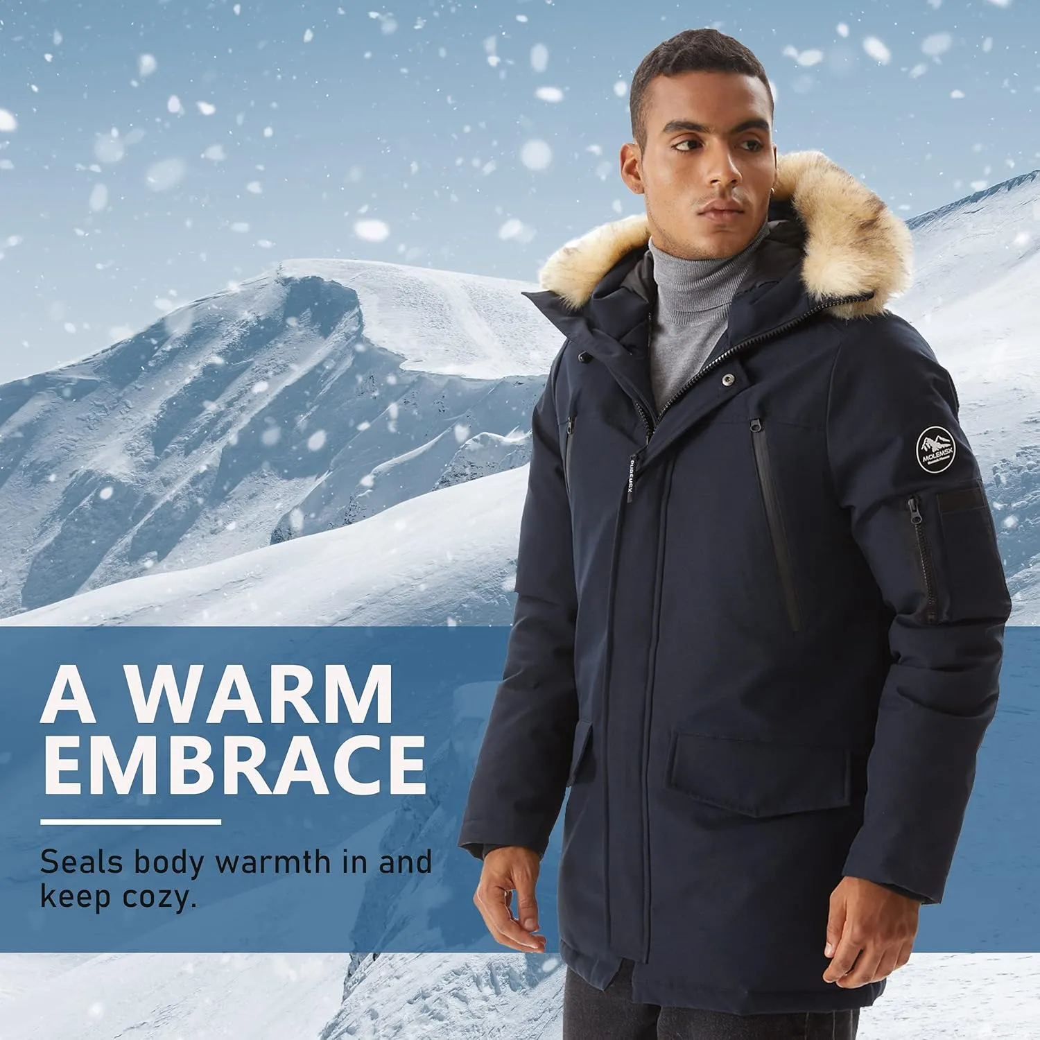 Men's Warm Winter Duck Down Parka Jacket Thickened Warm Hooded Padded Coats with Hood XS-3XL
