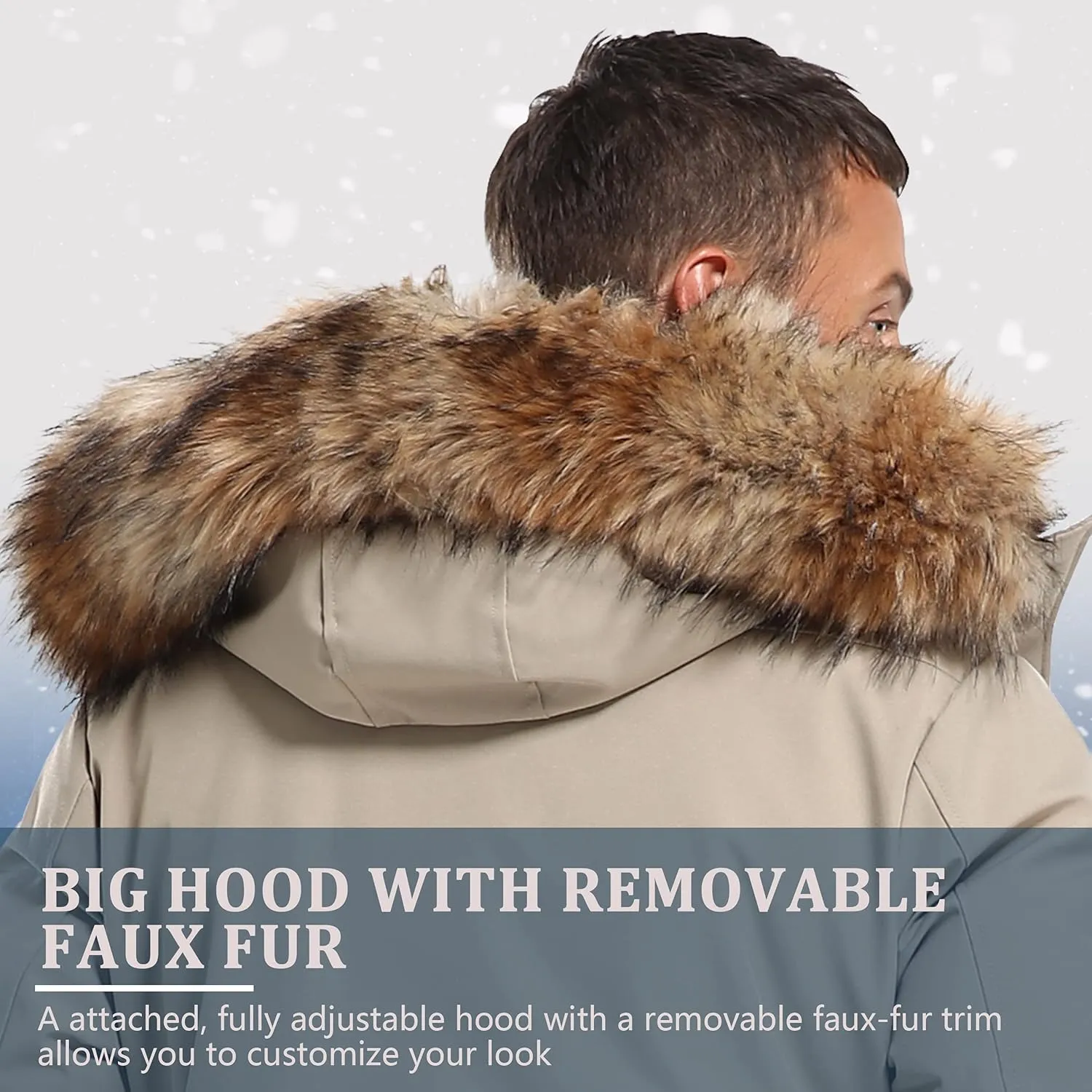 Men's Warm Winter Duck Down Parka Jacket Thickened Warm Hooded Padded Coats with Hood XS-3XL